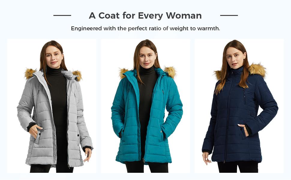 Women's Warm Winter Coat Heavy Puffer Jacket Parka with Trimmed Hood Womenswear Tops Fitted Outerwear  Lady Long Sleeve windbreaker jackets