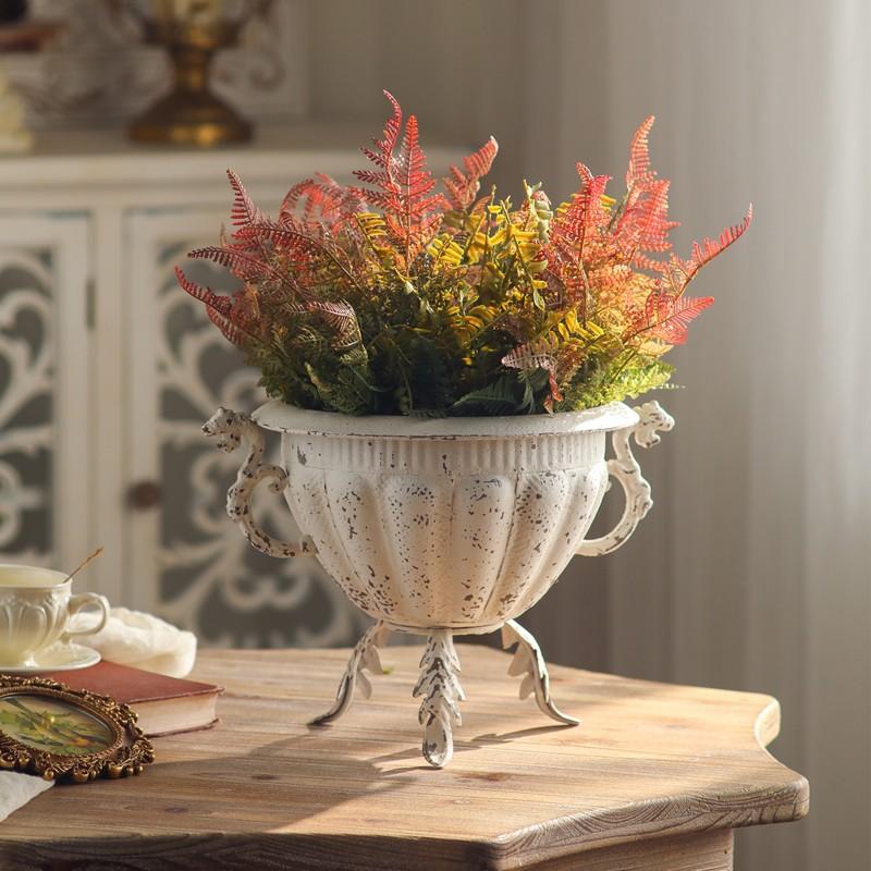 Vintage Distressed Ironwork Floral Display Frame, American Country Style, Villa Courtyard Decoration, Craftwork & Photography Props