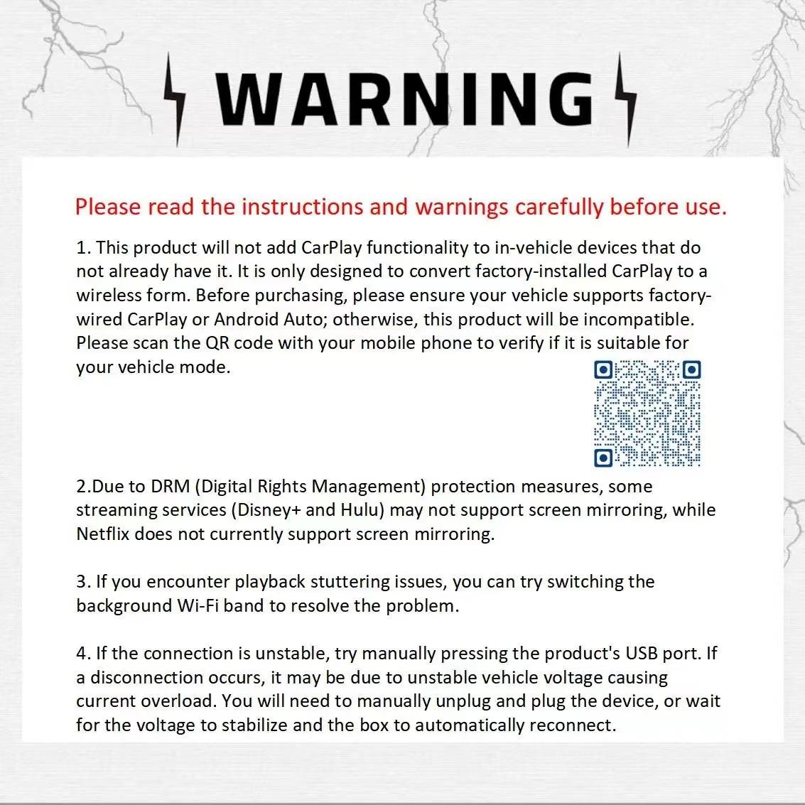 Upgrade 4-In-1 Carplay Wireless Adapter, Compatible with iPhone/android, Fast Connection, Hands-Free Call, Airplay, Mirror Link, Bluetooth-compatible 5.0