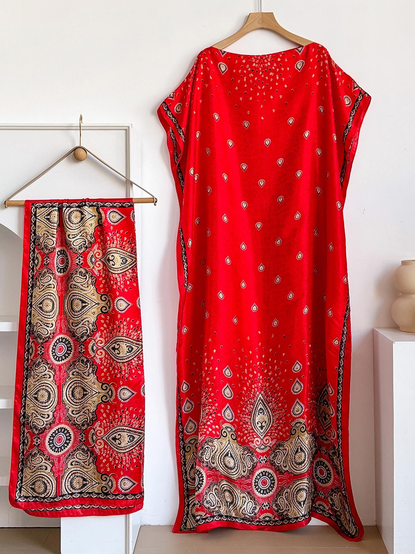 Women's Colorblock Print Long Scarf & Poncho Set, Casual Soft Comfortable Shawl for Beach Vacation, Fashion Accessories for Women & Girls