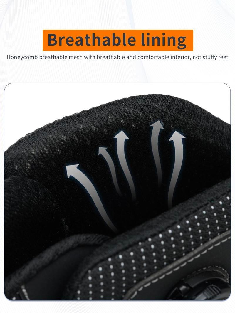 Men's Black Shoes Mid-Cut Steel Toe Puncture-Proof and Smash-Proof with Rotary Buckle Lace-Free Work Boots Non Slip Suitable for Outdoor Work Blue Collar Industrial Construction Protective New Fashion Safety Sneakers Fathersdaygift