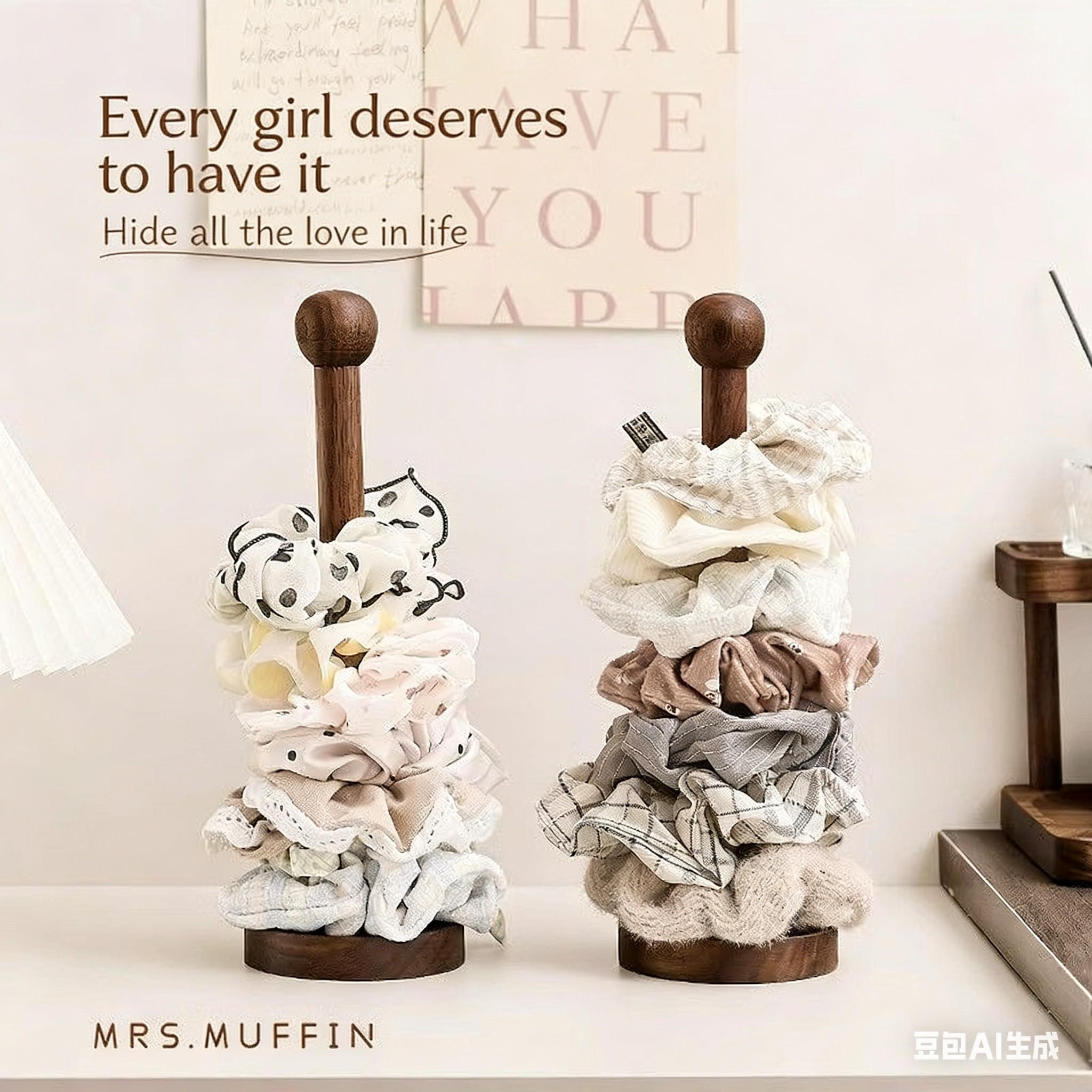 Wooden Hair Scrunchies Storage Rack Organizer Holder, Simple Design Nail Accessory Display Stand, Durable & Practical Solution