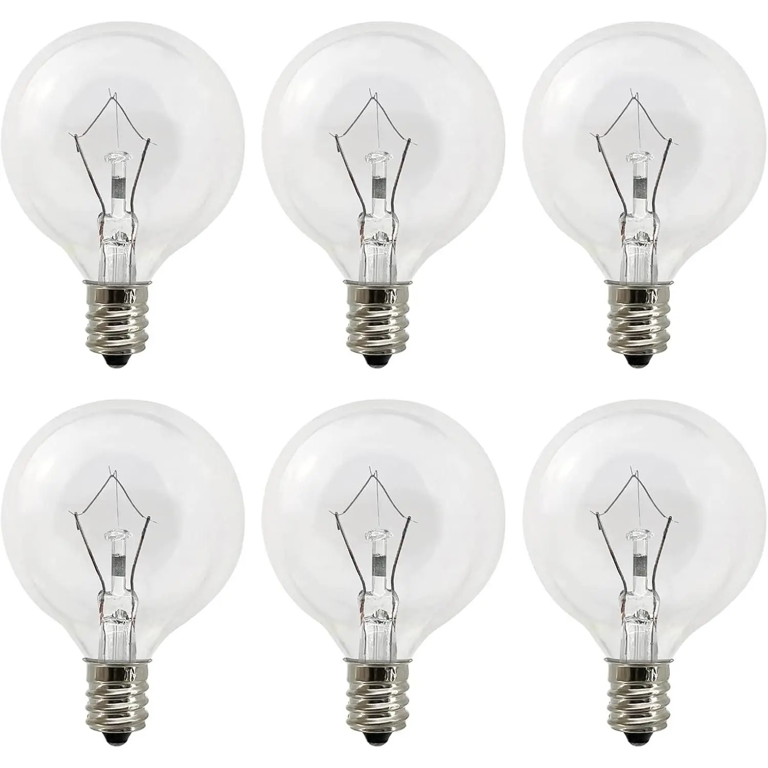New Wax Warmer Bulbs 6 Pack, G50 25 Watt Light Bulbs for Full Size Scentsy Warmers, E12 Base G16.5 Globe Clear scentsy Bulb for Candle Wax Warmer, Long Lifespan, 120 Volt