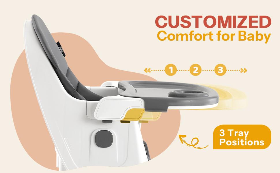 HARPPA 6-in-1 Foldable Baby High Chair, Baby Fedding Chair & Rocking Chair, Adjustable Heights, Booster Seat With 5-Point Safety Harness & Removable Tray, Easy to Clean, Baby Items, Toddler Christmas Gifts