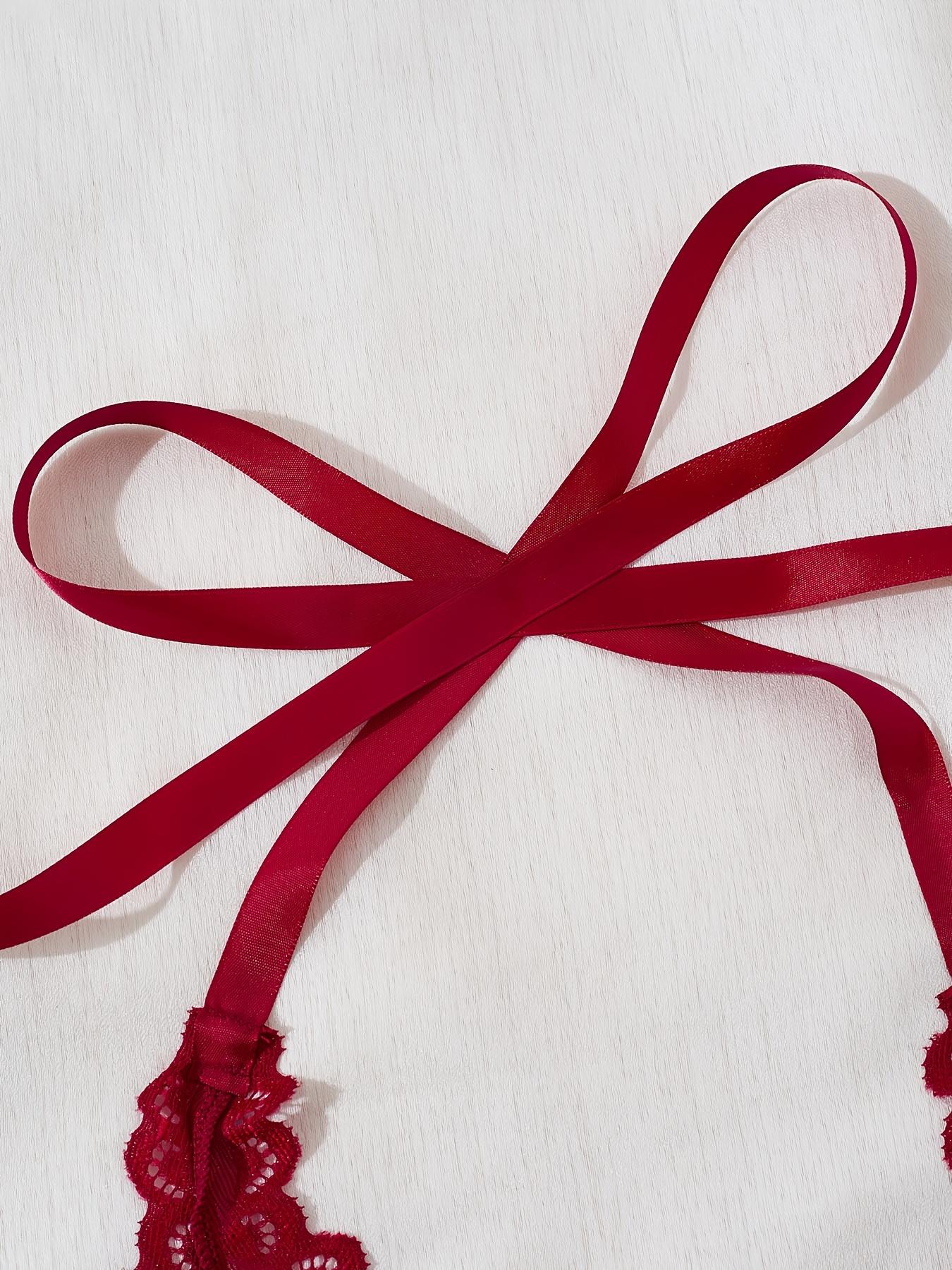 [Plus Size] Sheer Halter Neck Floral Lace Bodysuit, Sexy Backless Tie Back Deep V Neck Open Crotch Design Bodysuit, Women's Sleepwear & Loungewear Lingerie for All Seasons