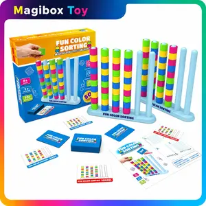 Kids Color Sorting Stacking Game Toy, 2 Player Puzzle Race, Montessori Learning Toy, Fine Motor Skills, Logical Thinking, Stacking Tower Game, Stacking Block Game, Ages 4+