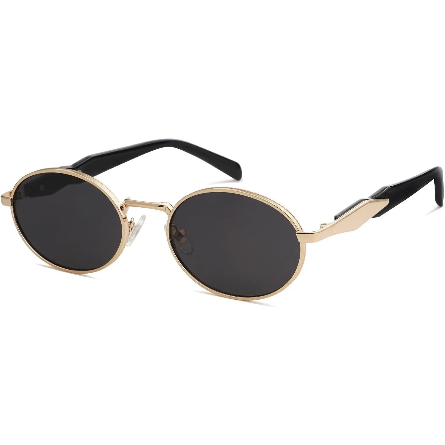 Retro Oval Sunglasses for Women and Men Vintage Small Metal Wire Frame with Adjustable Nose Pads, UV Protection PC Lenses, Ideal for Driving and All SportsGift
