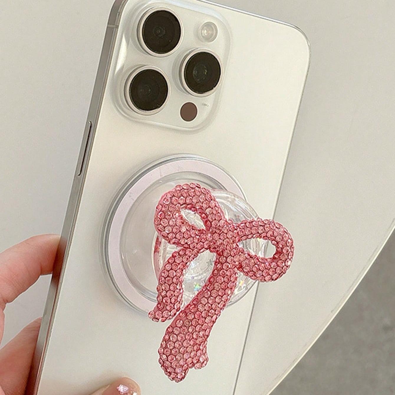 Bow Phone Grip Stand, Magnetic Grip, Creative Colorful Rhinestone Butterfly, Luxury Glue Ring Holder, Valentine's Day Gift