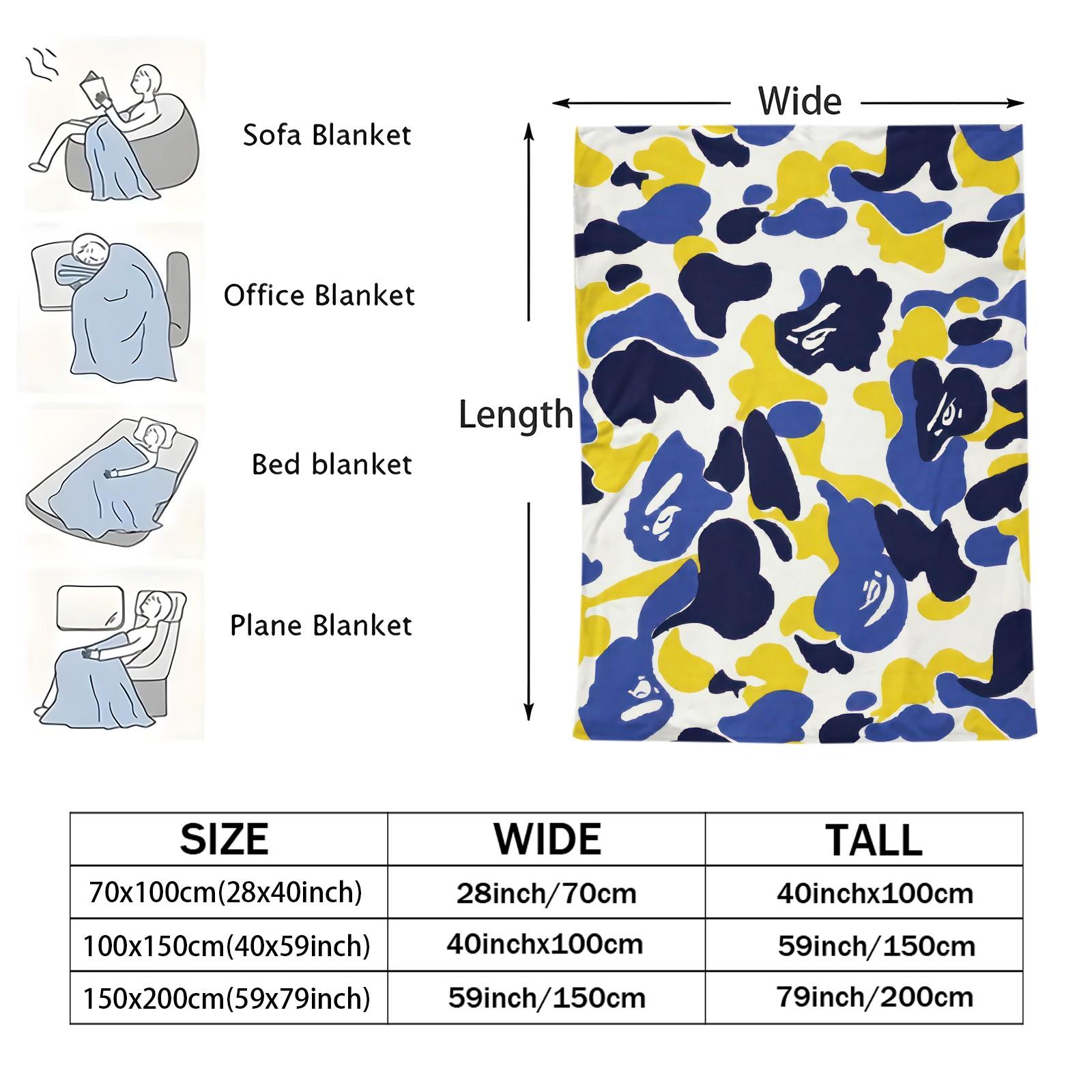 1Pcs Simple Classic Camouflage Light Warm Blanket, Fine Woven Breathable, Portable And Easy to Store, Throw Blanket for Dorm, Home And Office Nap