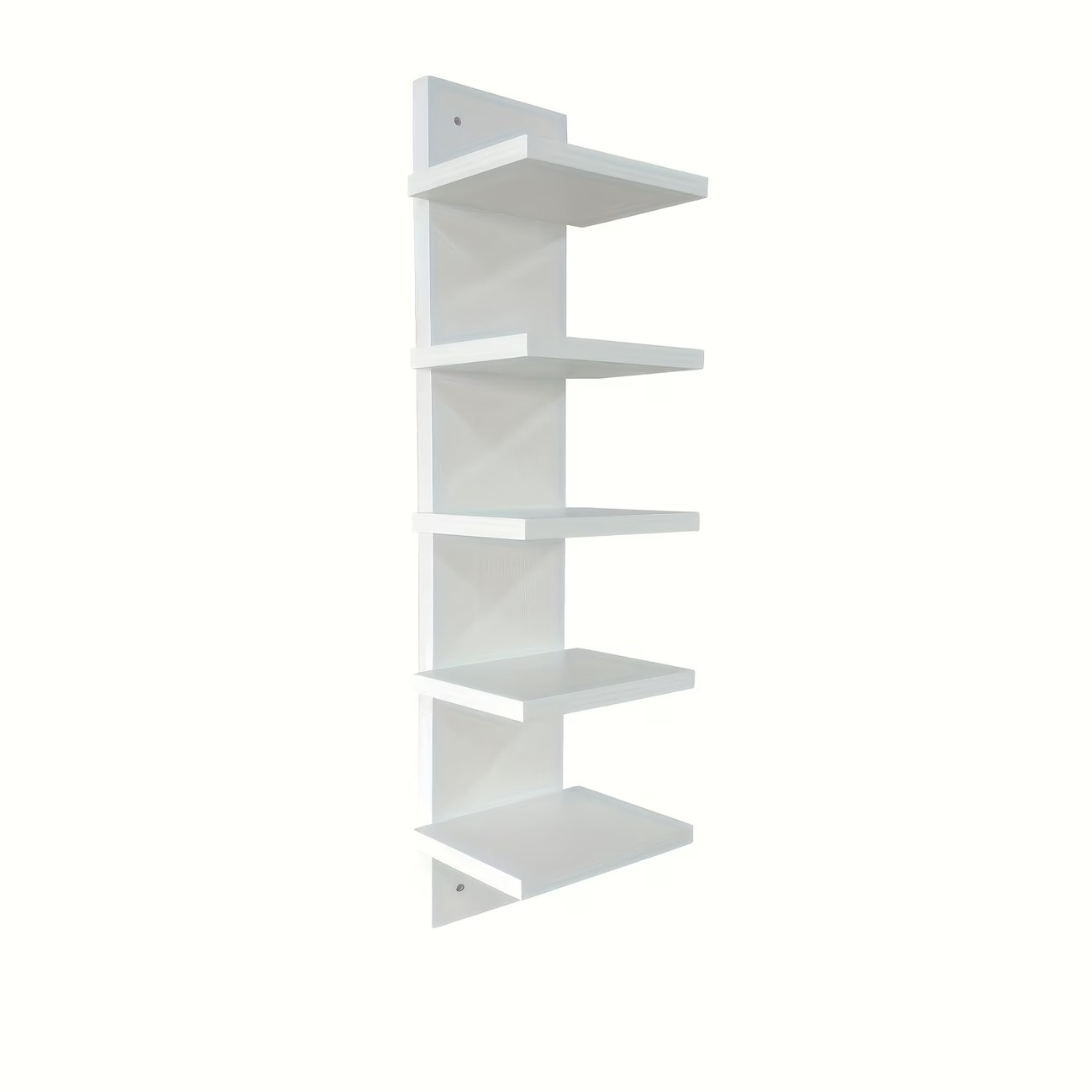 Five-Tier Floating Wall Shelf, Column Design, Space-Saving Modern Storage Unit, Easy Installation, No Metal Fittings, Bedroom & Living Room, Wall Mounted Shelf