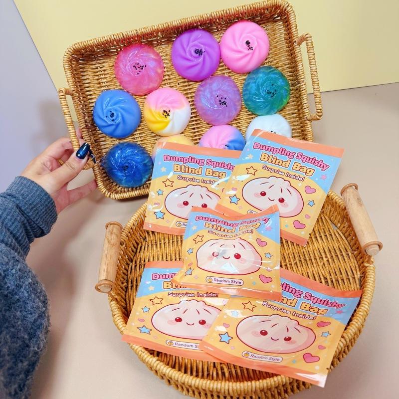 Baozi Squishy Toy for Children, Simulated Food Stress Relief Gadget, Internet-famous Transparent Dumpling Crystal Stress Reliever