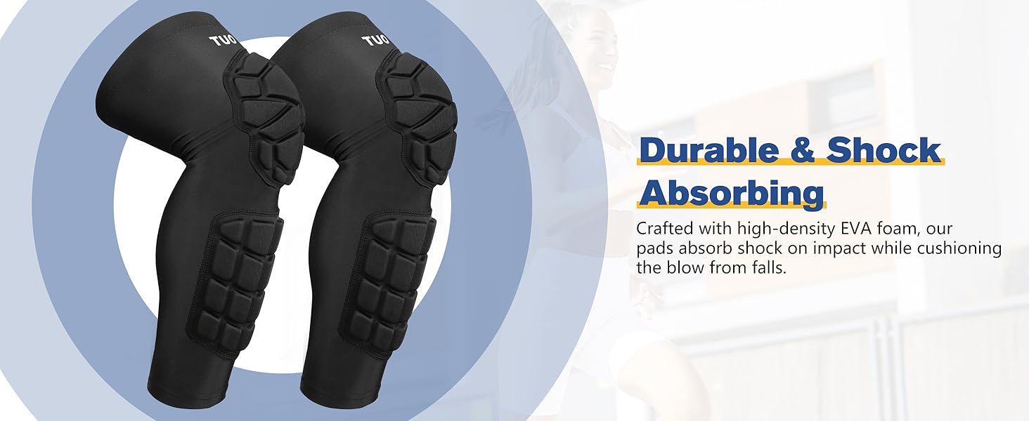 TUOY  Crashproof Knee & Shin Guards with Calf Pads for Football Basketball Volleyball Soccer Baseball Youth Adult 1 Pair Black