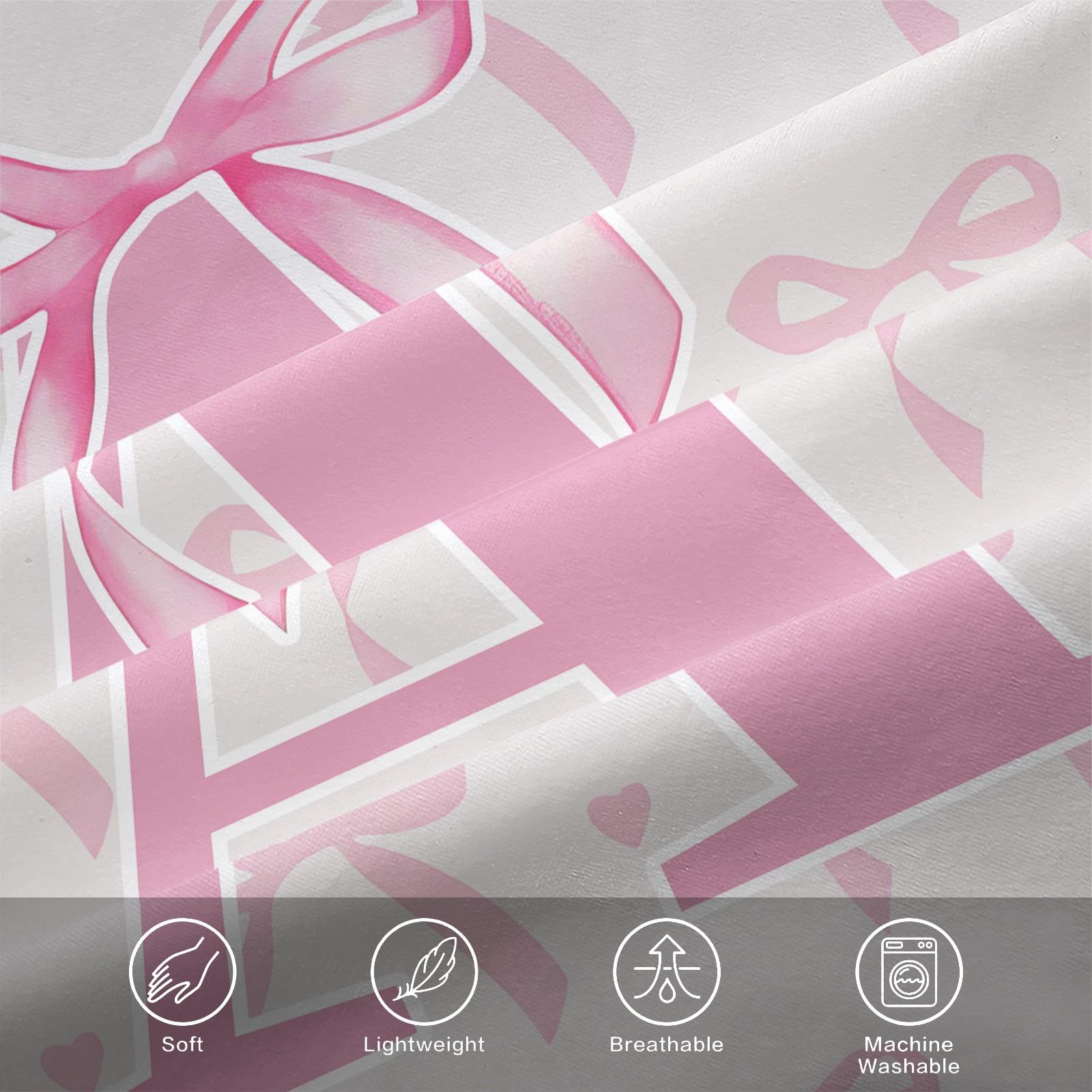 2/3 PCS Pink Romantic Ballet Bow Full Alphabet Initial Duvet Cover Set, Coquette Aesthetic Bedding with Zipper Closure for Easy Removal, Ideal Housewarming Birthday Christmas Gift, No Filling