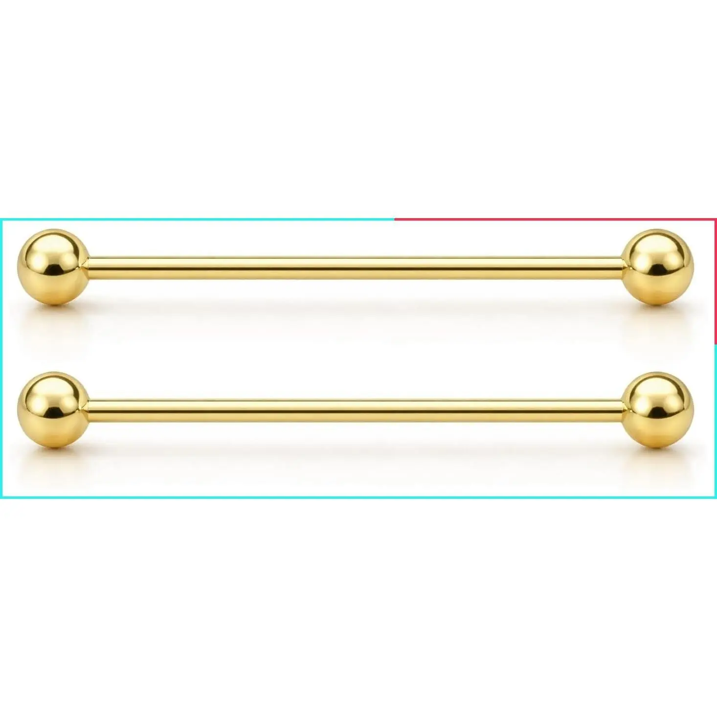 14G Industrial Barbell Piercing Jewelry 2 Pack - 35mm Straight Surgical Steel Bars for Cartilage Ear, Hypoallergenic Body Jewelry for Women & Men
