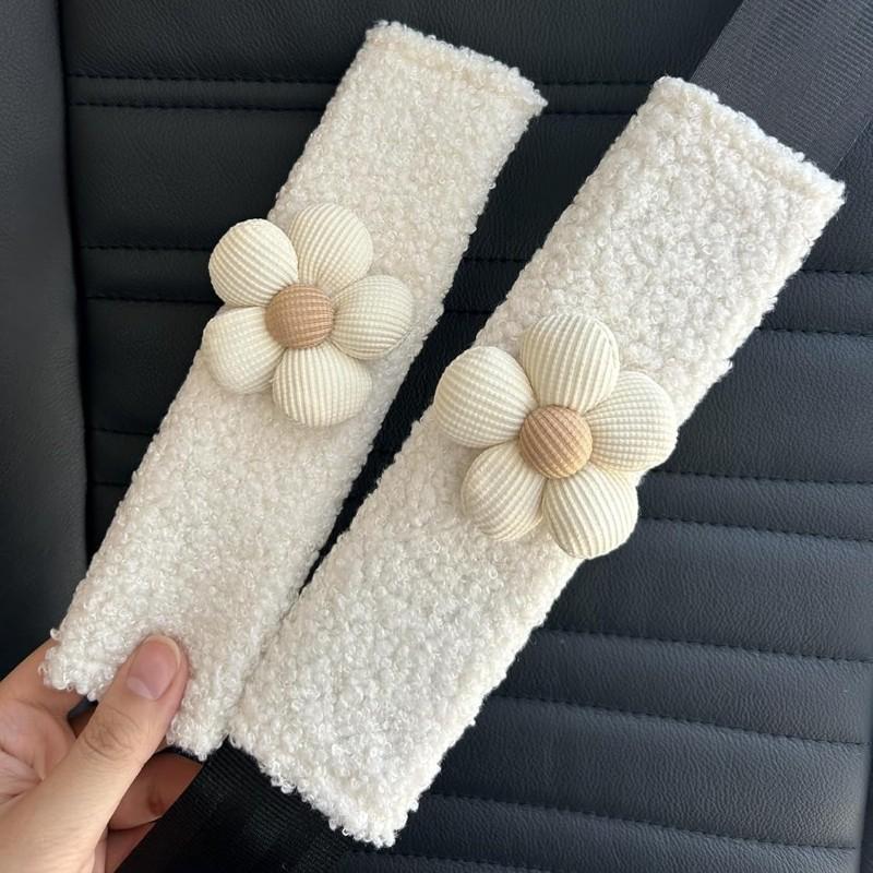 Car Seat Belt Covers 2 Pack, Creative Floral Design Shoulder Pads, Car Accessories, Back Cushion, Safety Belt Protection Pad, Premium Gift
