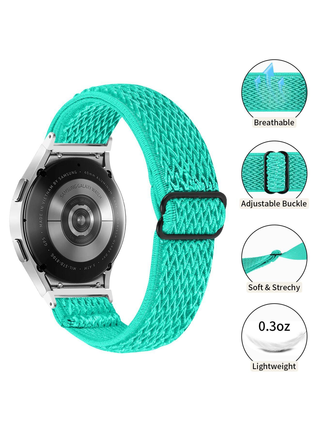 Nylon Watch Strap with Seamless End Links, Herringbone Elastic Band, Compatible with Samsung Galaxy Watch4/5/6/7