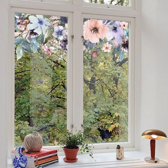 Floral Static Glass Sticker Roll, Removable French Style Glass Film, Room Renovation Decor, Balcony Decoration, No Glue Required