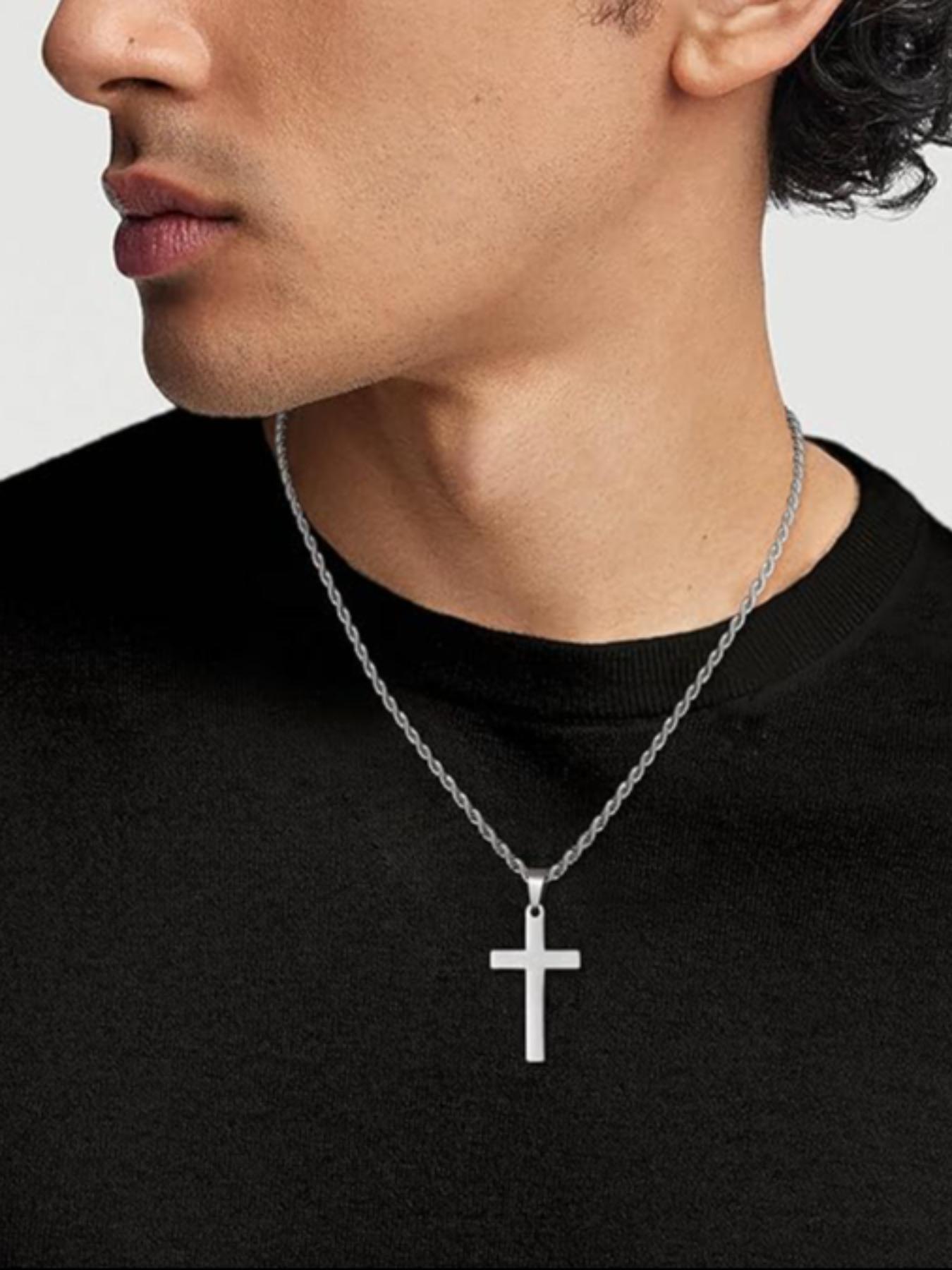 Classic Retro Design Cross Chain Design Stainless Steel Cross Pendant Necklace, Fashion Jewelry for Party, Daily Clothing Decor, Trendy All-match & Exquisite Jewelry for Birthday Gift
