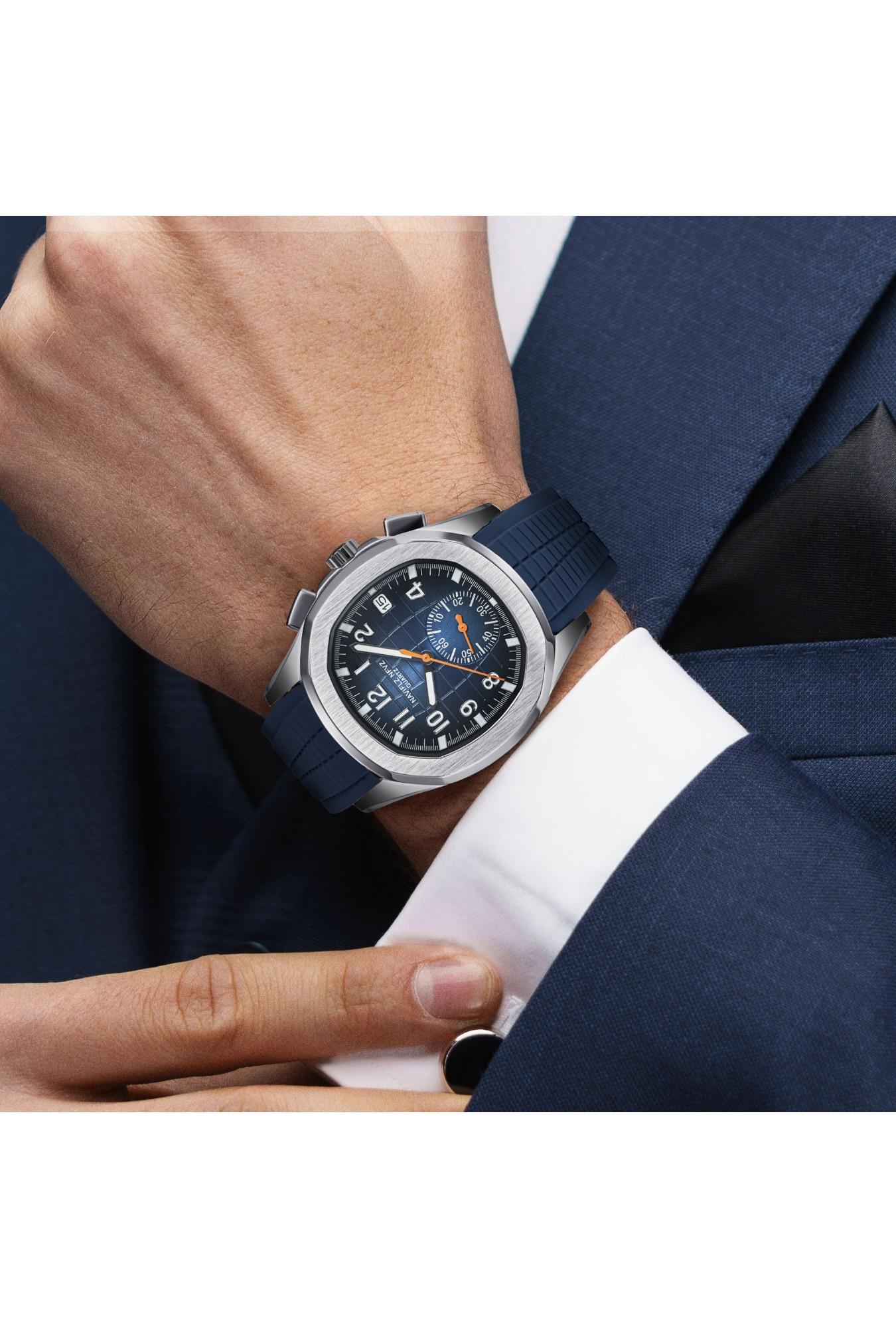 NAVIFLZ NFVZ New Classic 5968 Men's Watch Orange Color Sapphire Crystal Rubber Srap Sports Male Quartz Watches 50M Waterproof