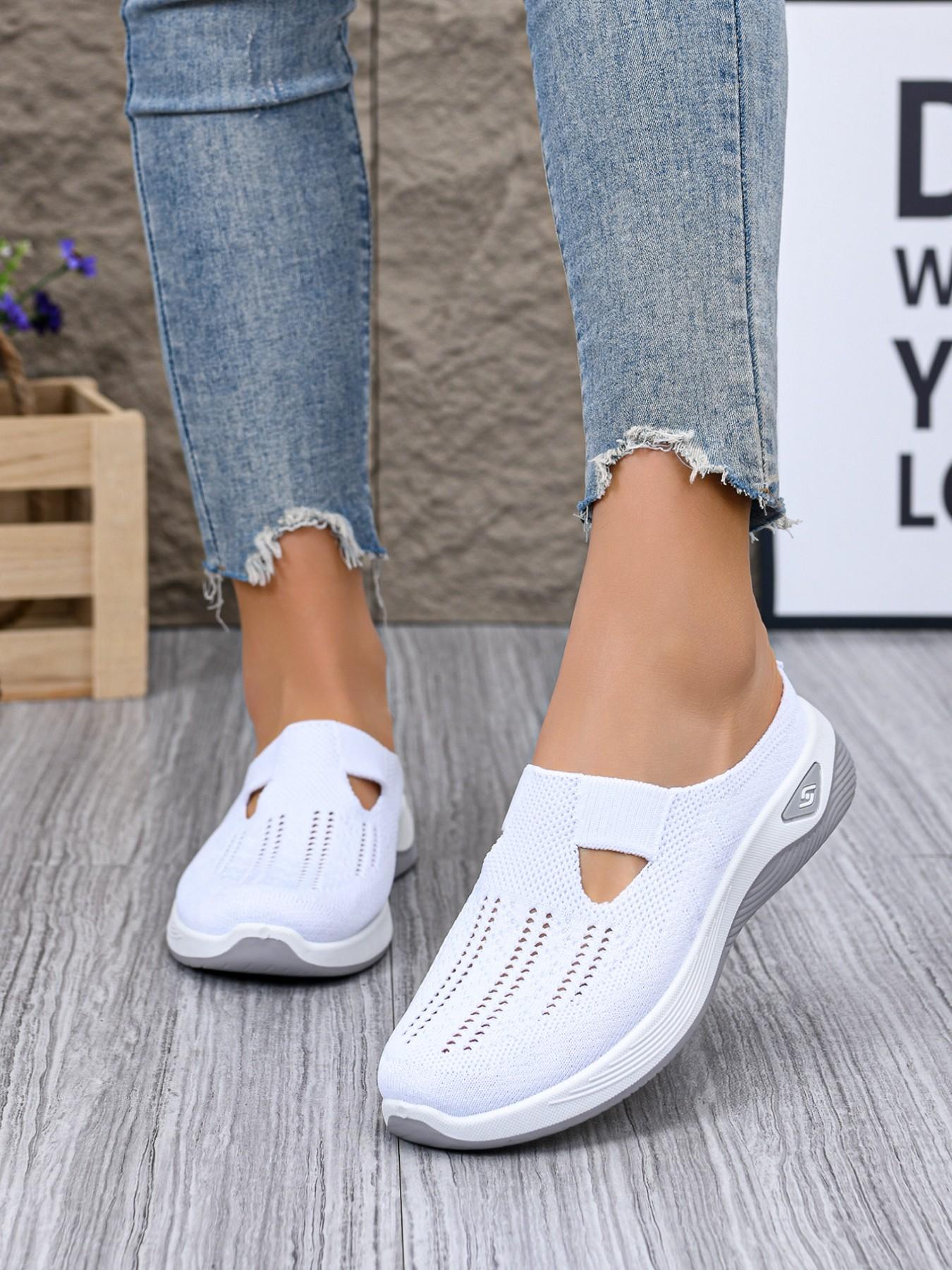 New Women's Casual Sandals, Comfortable Fashion Slip-Ons, Lightweight Soft Sole Mesh Shoes, Outdoor Commute Half-Sandals