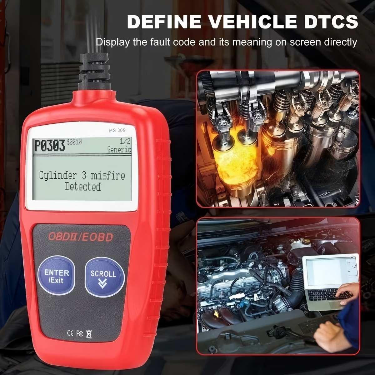 Professional Code Reader and Scanner Tool, Clear Fault Codes, Real-Time Data Stream, Enhanced Engine Fault Code Detection