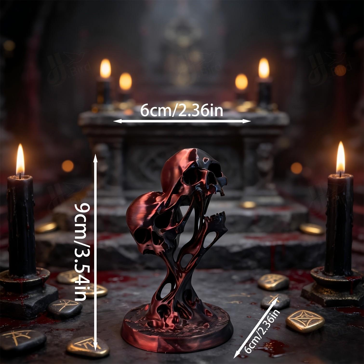 Gothic Style Dual Skull Ornament, Gothic Art Display, Home Bookshelf Desktop Decoration, Creative Collectible Figurine, Unique Decor