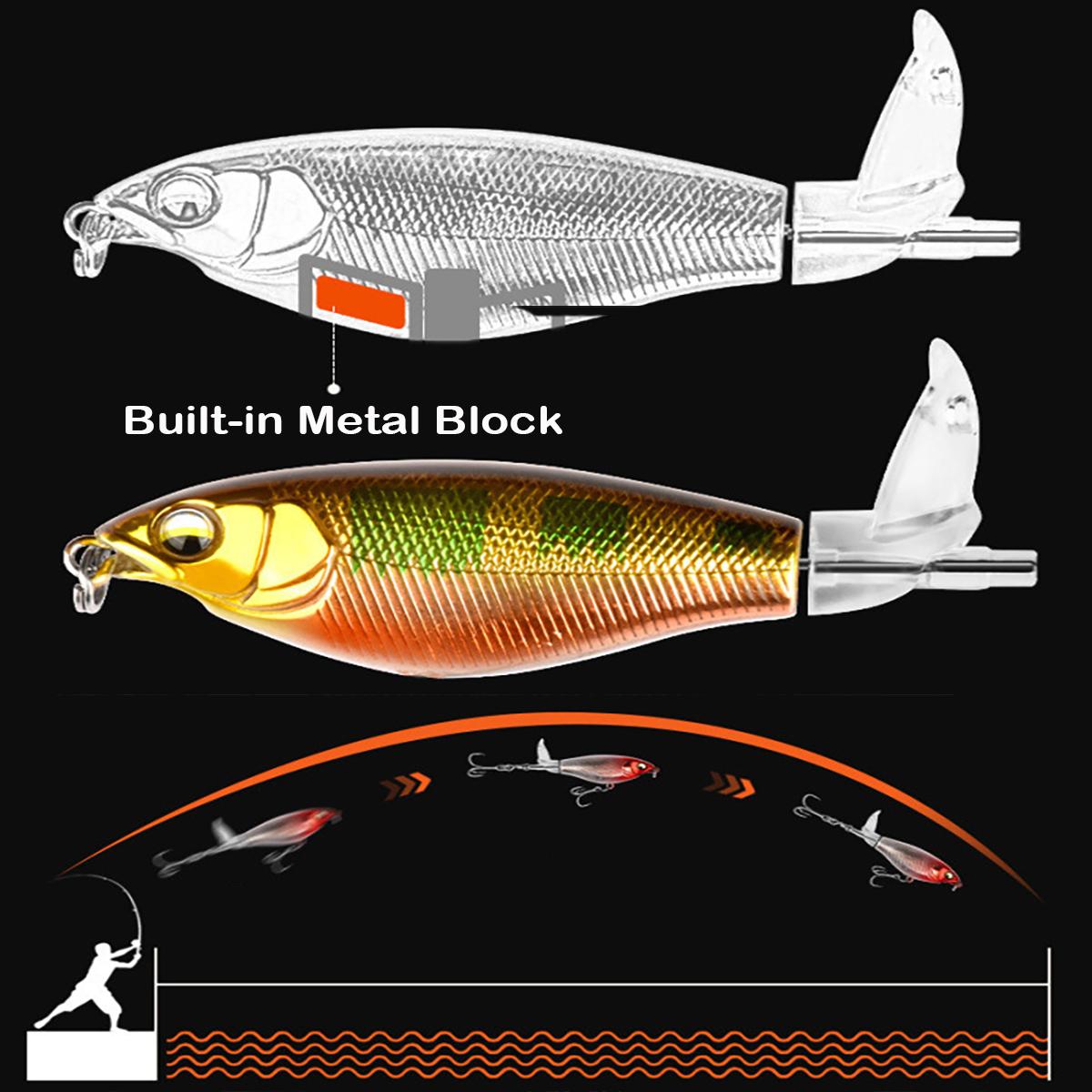 5PCS-Top Water Fishing Lures with BKK Hooks, Whopper Lure for Freshwater or Saltwater, Floating Lures for Bass Catfish Pike, Surface Wobble PoPobait Bass Baits Teasers Fishing Gifts for Men