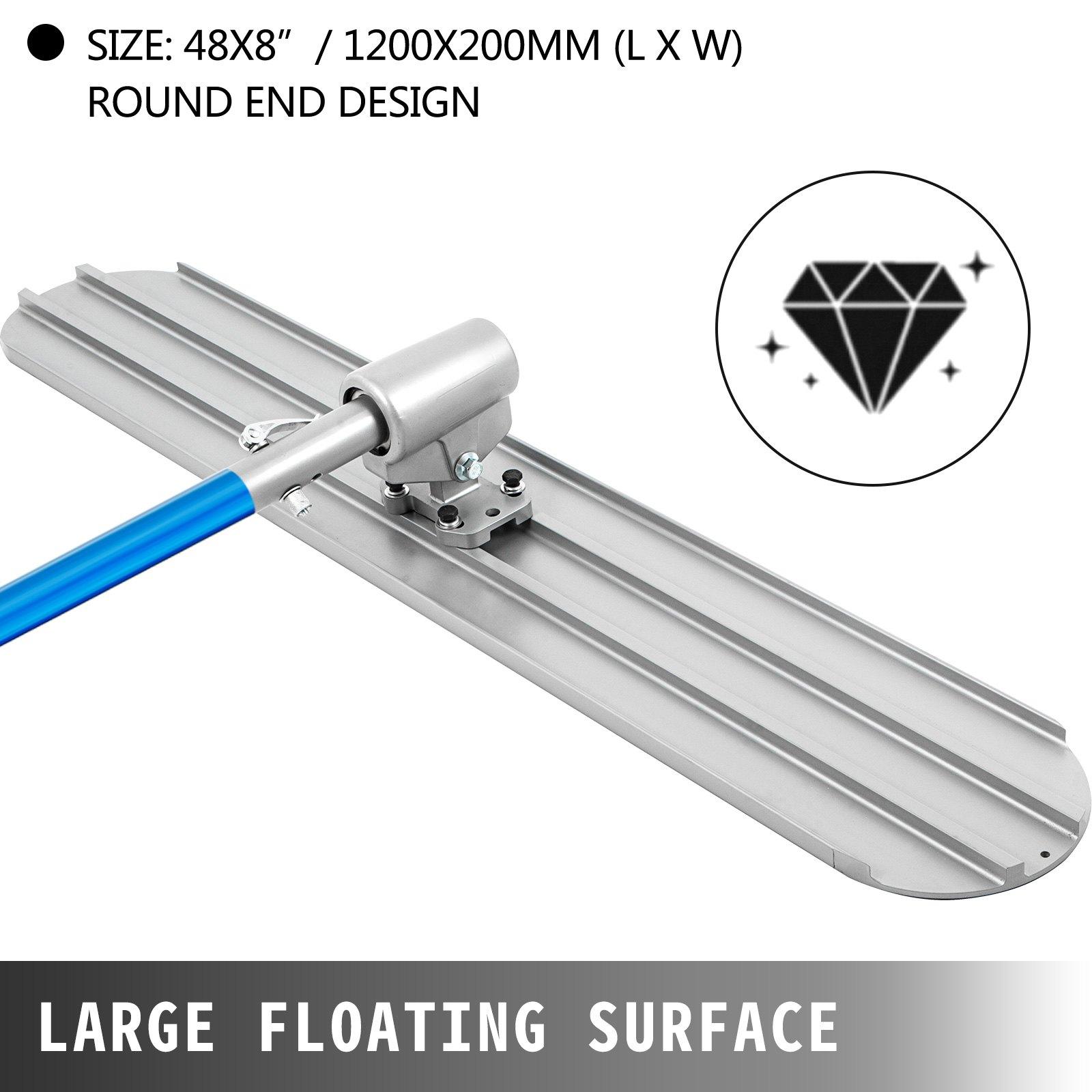 【Father's Day gift】VEVOR Bull Float Magnesium Concrete Float 48 x 8\" Round End Concrete Float Tool Cement Tool Bull Concrete Kit Bull Float with 4 Float Handle Bull Float Bracket Concrete Tools Finishing Bull Float