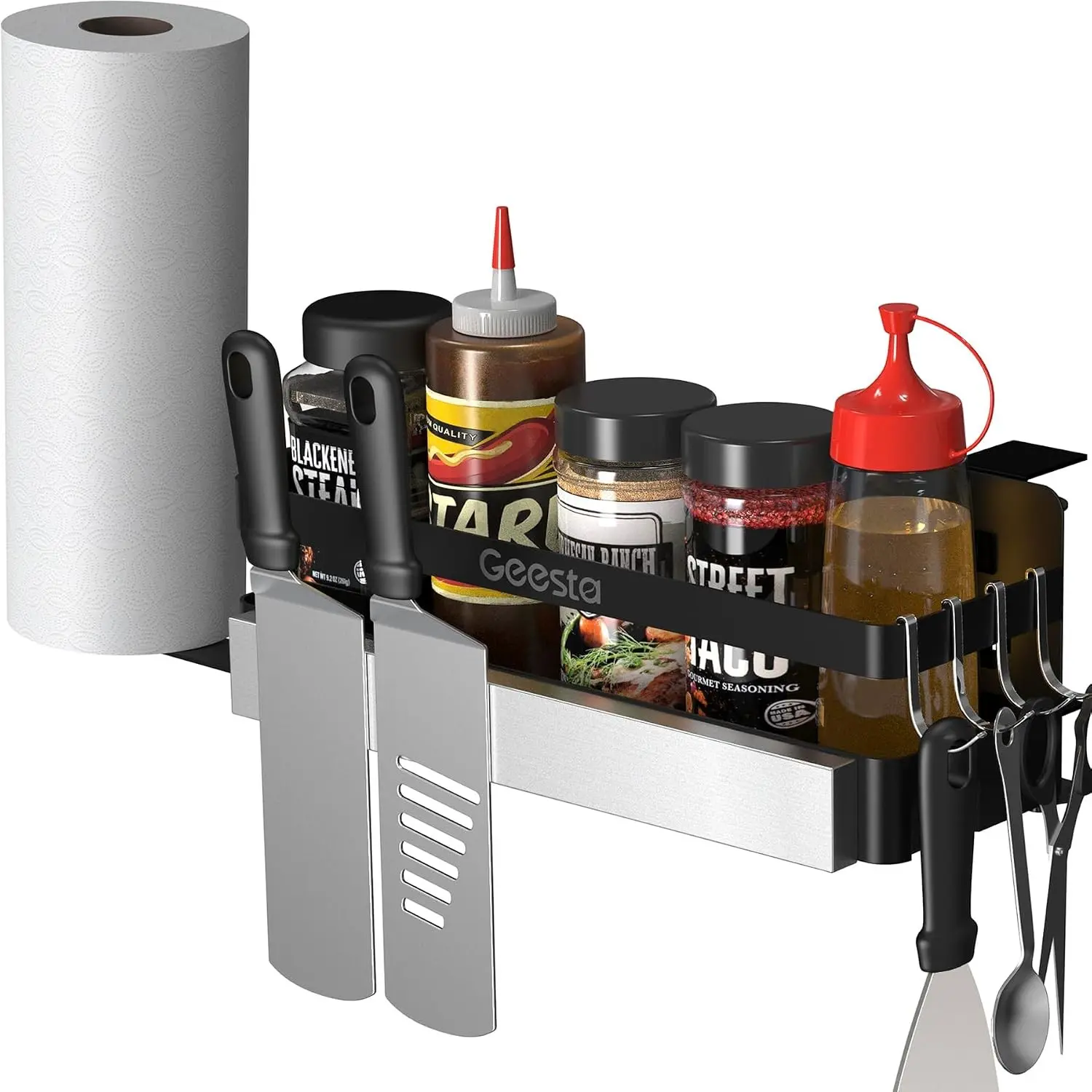 Upgraded Griddle Caddy for Blackstone 28"/36" Griddles, Weber Grill & Prep Cart, Space Saving BBQ Grill Accessories with Magnetic Tool Holder & Paper Towel Holder