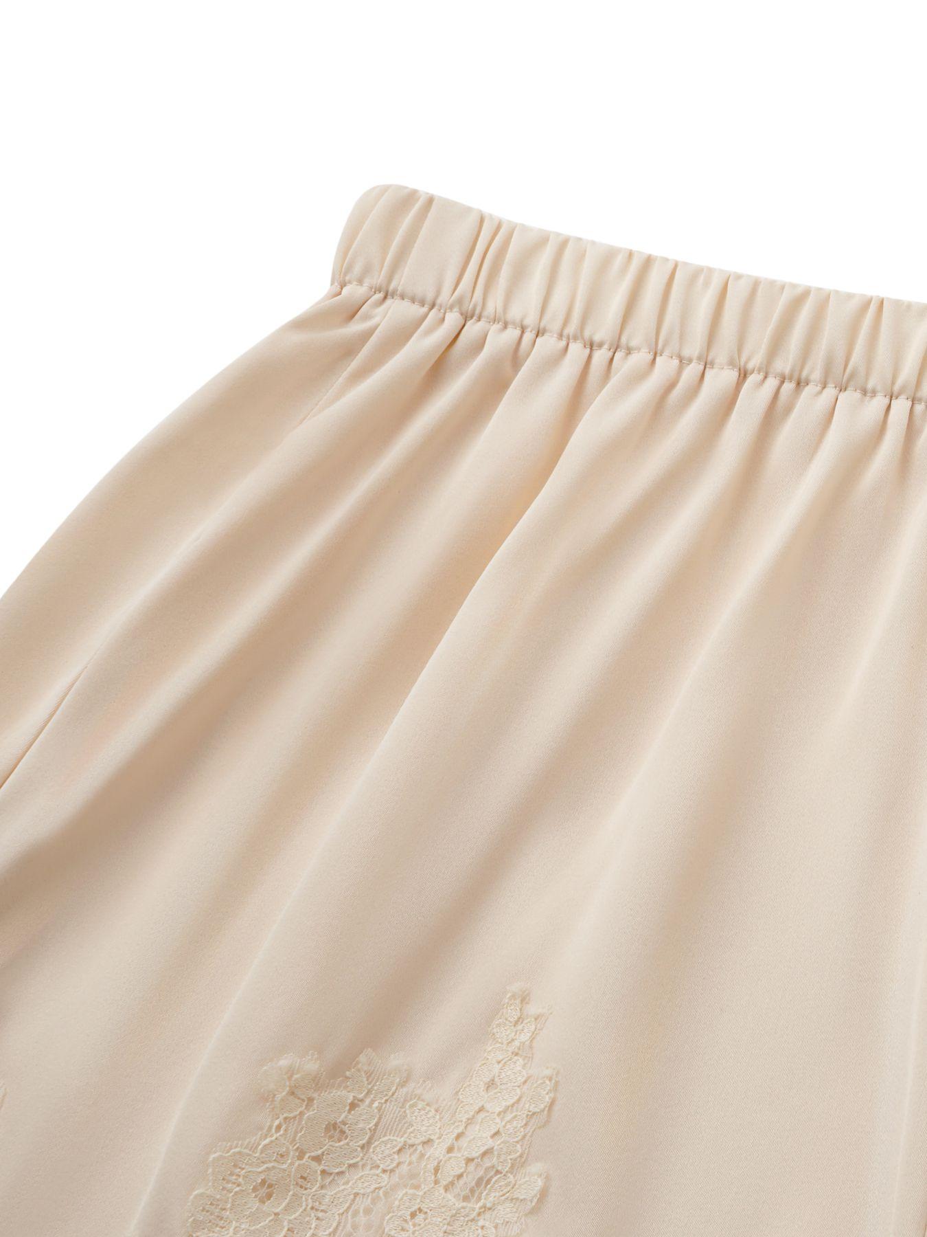 Women's Satin Silk Lace Shorts, Mid-Waist Mini Skirt, Luxurious Party Dress, French Style, Fashion Versatile Pants