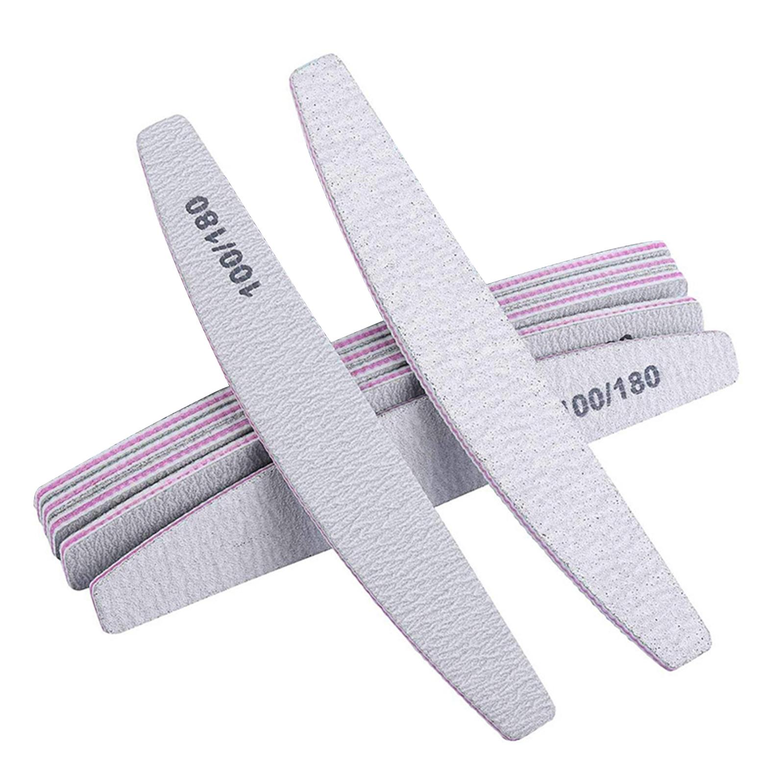 80/100 Grit Nail File (Pack of 10), Sandboard Suitable for Acrylic and Gel Nails, Double-sided Nail File, Professional Nail File, Reusable