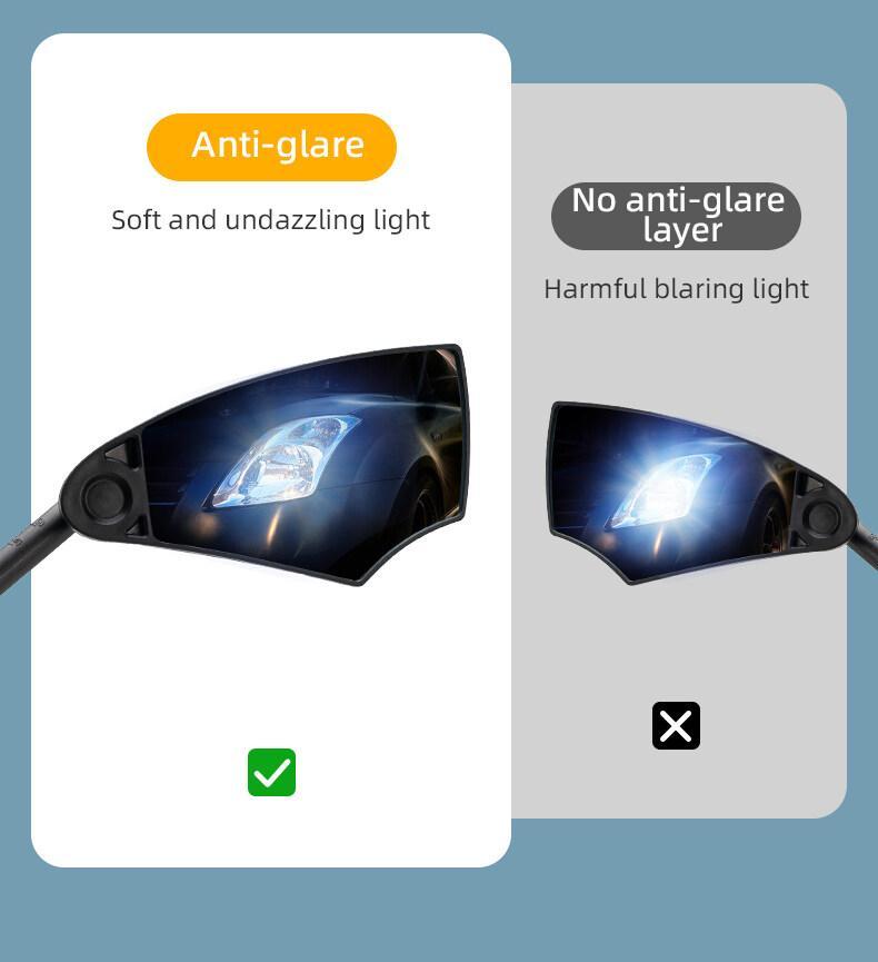 ROCKBROS Bike Mirror New Handlebar Rear View Mirror HD Anti-glare Glass Foldable with Retractable & 360 °Adjustable Lens E-bike Mirror Suitable for 21-24cm Handlebar