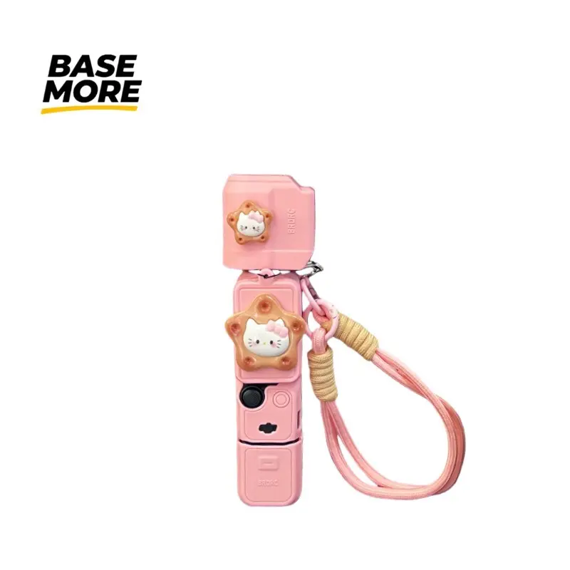 One luxurious soft silicone all-in-one camera protection case for DJI Pocket 3/4/4Pro, featuring a cartoonish cute cat design with a hanging strap, is a portable outdoor camera protection case that prevents loss and protects against drops.