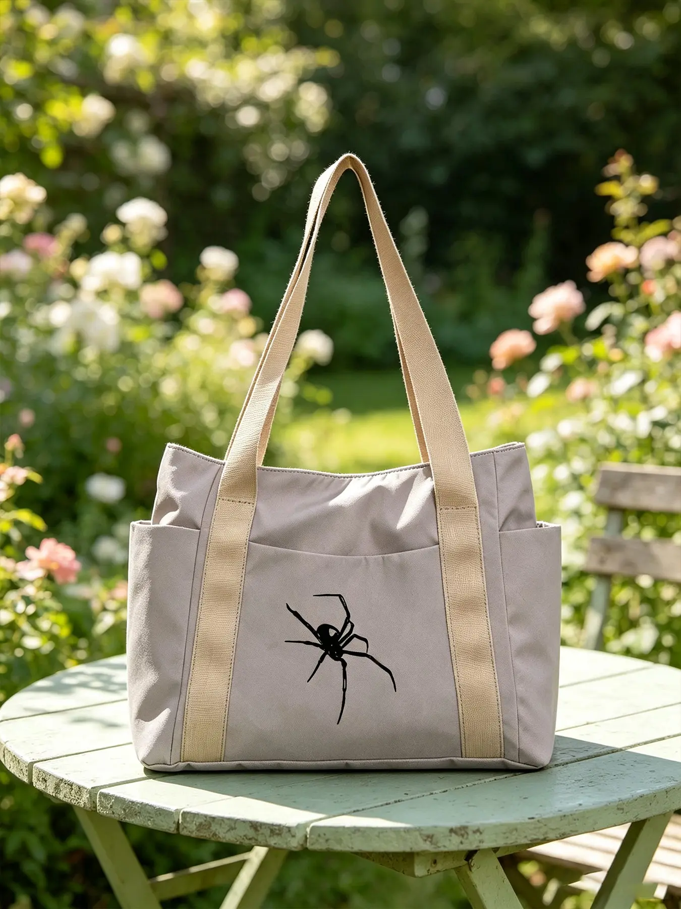 Spider Pattern Tote Bag, Large Capacity Multi-Pocket Handbag, Casual Shoulder Bag for Commute, School, Shopping, Parties, Gift for Women