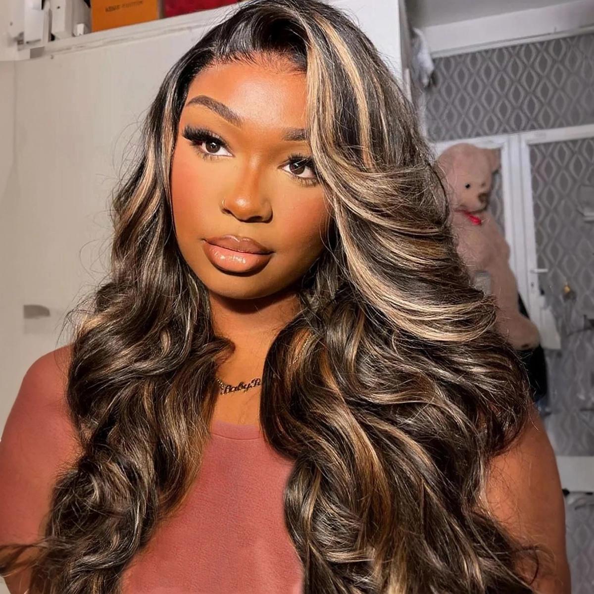 Mscoco Hair Balayage Honey Blonde Highlight Human Hair Wig Glueless Pre Cut 6x5 Wear And Go 1B 22 Body Wave HD Lace Wig