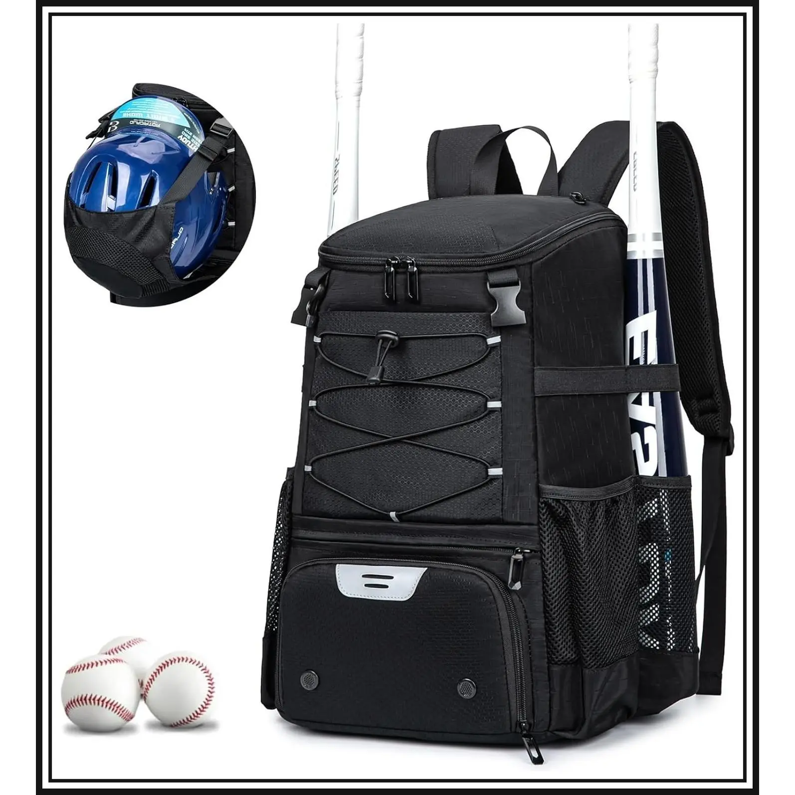 Baseball Backpack 40L Large Capacity, Softball Bag for Youth and Adult with Shoes Compartment and Hidden Helmet HolderGift