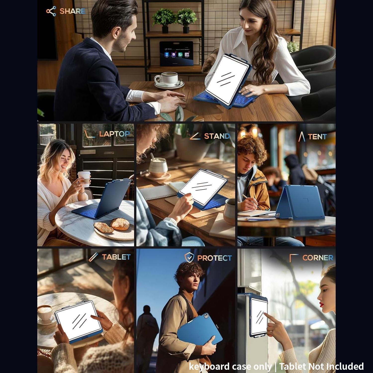 [Only Keyboard Case, Tablet Not Included]Keyboard Case for iPad Air 13 inch(M3/M2)&iPad Pro 13(M5/M4),iPad Pro 12.9(6th/5th /4th/3rd Gen) Case with Keyboard,360° Rotatable,Toupad,Backlits,Pencil Charging