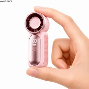 Mini Handheld Fan with LED Display and 6 Speed Settings, USB Rechargeable Pocket Cooling Fan for Travel, Office, Outdoor and Daily Use