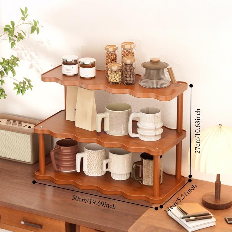 Creative Wave Shaped Storage Rack, Multi-Layer Vertical Organizer, Space Saving Display Shelf Decor for Living Room, Balcony, Office, Kitchen, Room Accessories