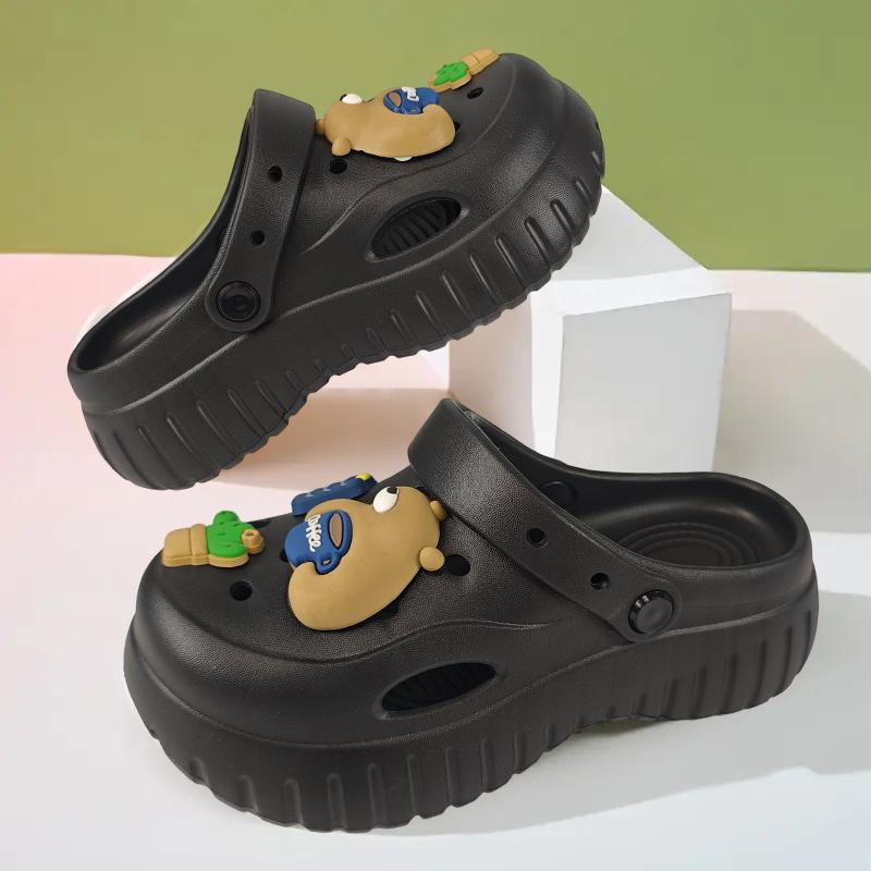 Women's Fashion Slippers Cute Style Design Non-slip Sole Comfortable Breathable Casual Shoes Beach Home Sandals Indoor Outdoor Wear Versatile Soft Slippers Walking Shoes Girl Footwear Flipflop Slide Black EVA Material