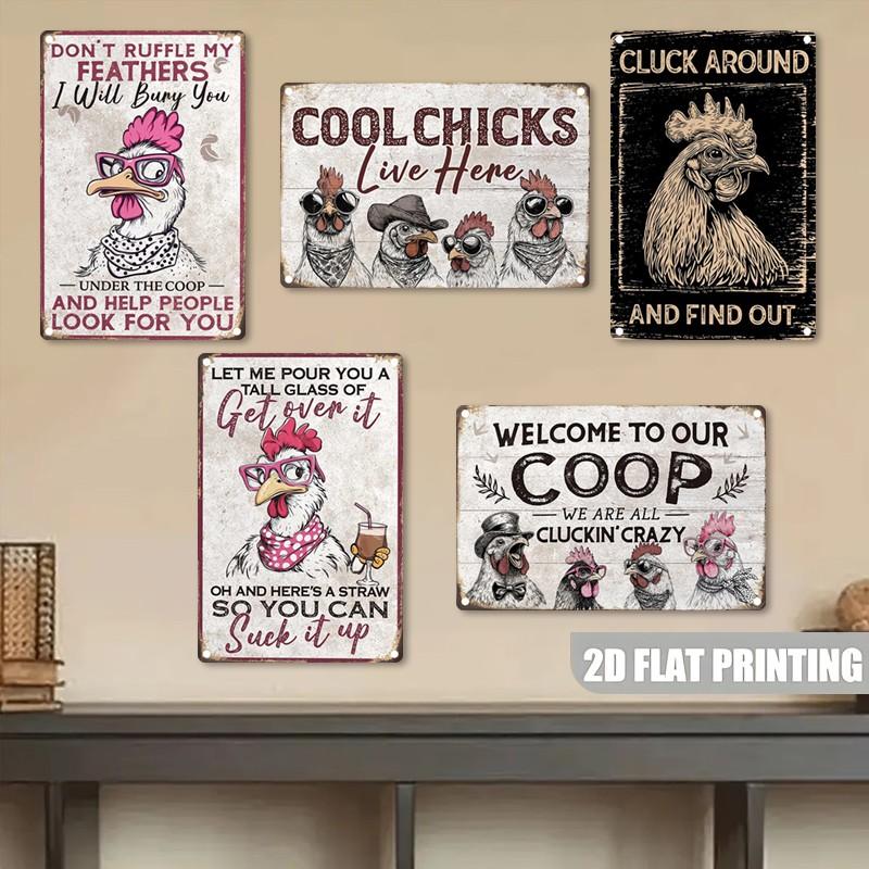 Funny Chicken Poster Aluminum Sign, Humorous Metal Wall Art Print, Vintage Style Aluminum Plaque, Decorative Poster, 20x30 Cm