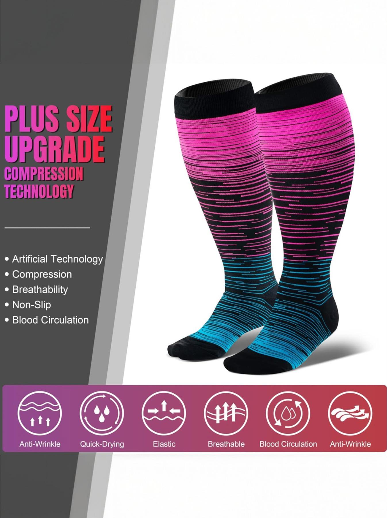 Unisex's Colorful Compression Socks, Sports Fit Socks, Sports Socks for Running, Nurses, Pregnant Women, Over The Knee Socks for Blood Circulation