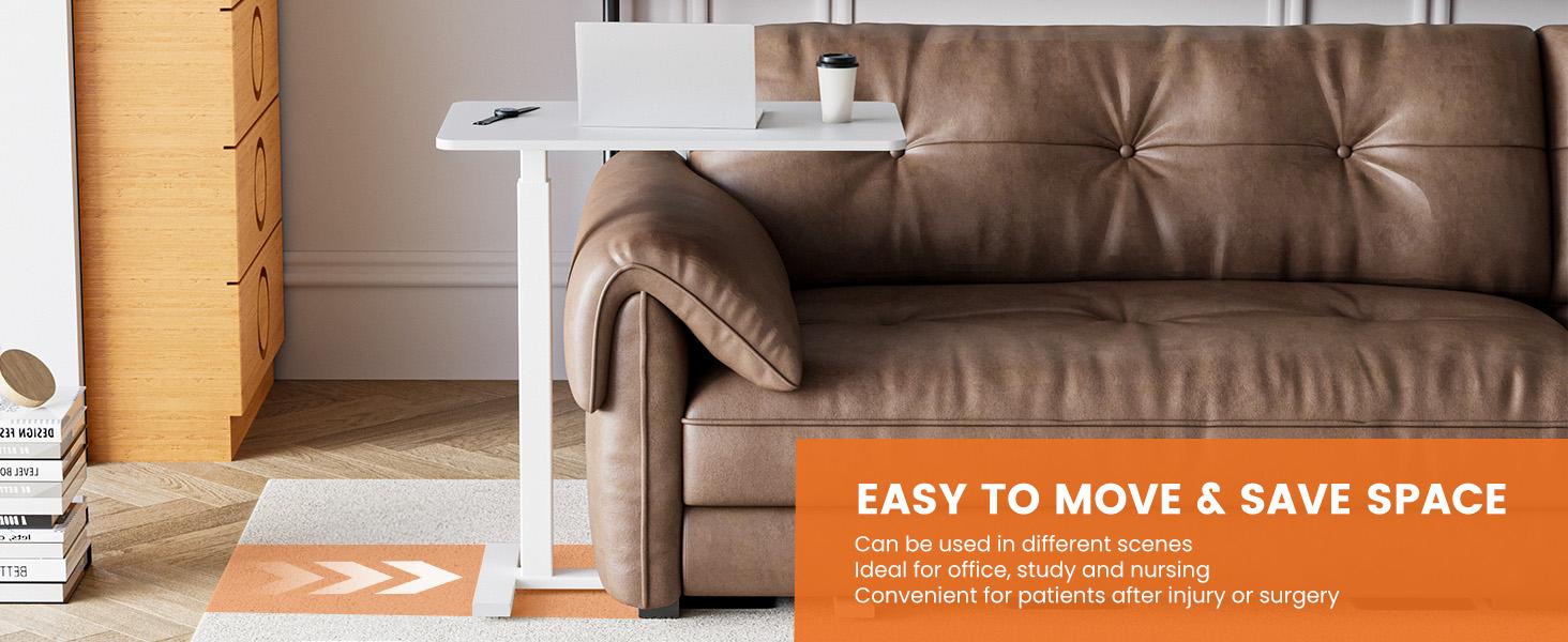 Rolling Overbed Table,Adjustable Bedside Desk with Wheels,Mobile Laptop Table for Working Studying Eating at Home or Bedside