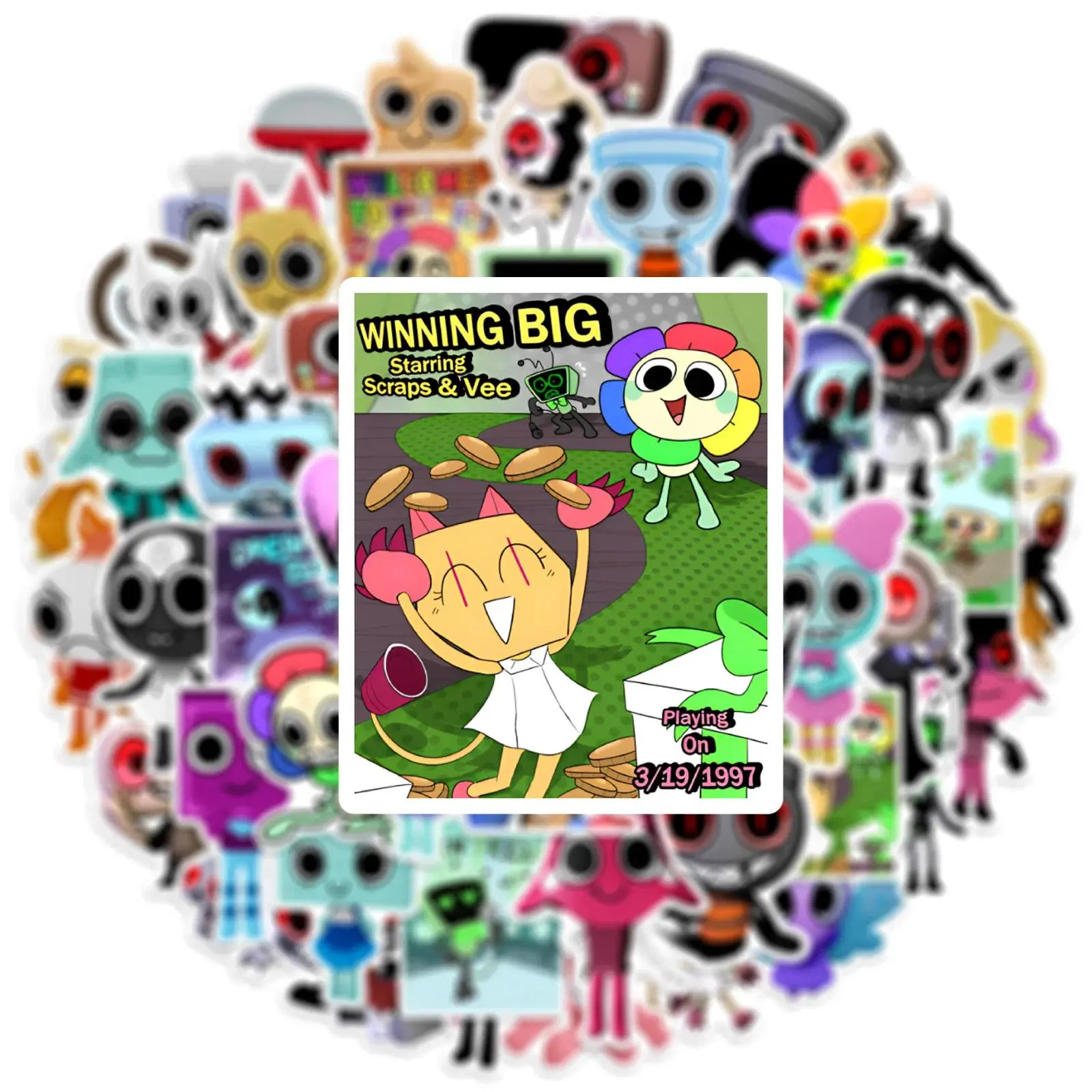 50PCS Funny Dandys World Cartoon Stickers DIY Decoration Waterproof Skateboard Notebook Luggage Laptop Phone Fridge Decals