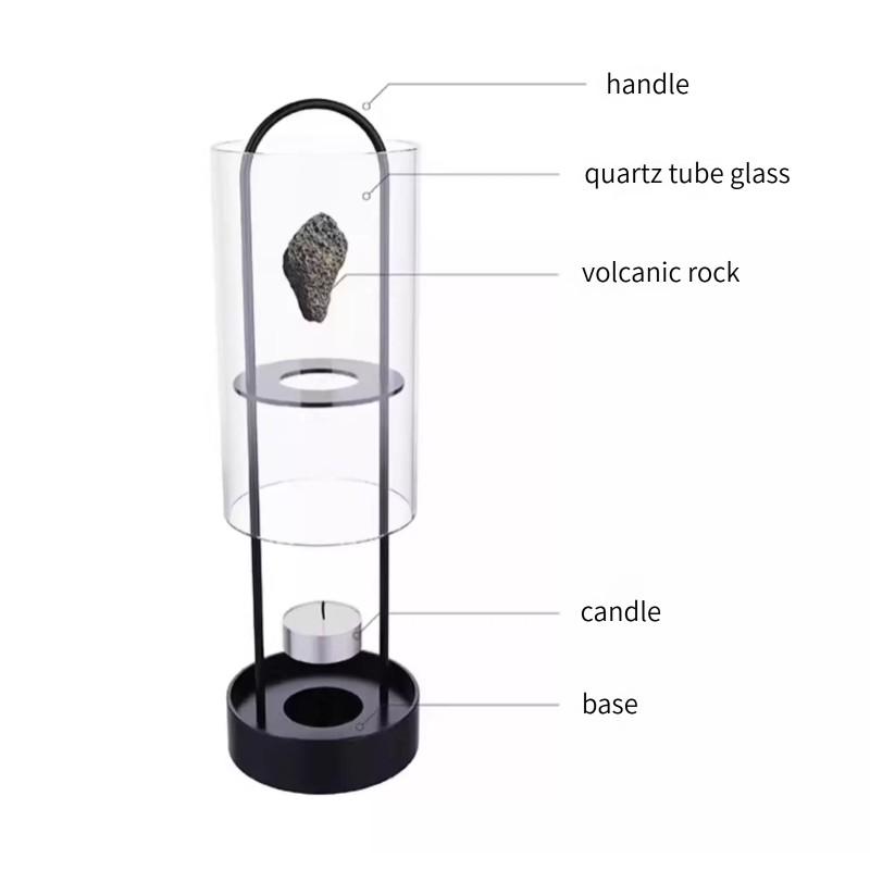 Portable Outdoor Essential Oil Diffuser Lamp, Windproof Design, Quartz Glass Metal Candle Holder, Home Volcanic Stone Aroma Night Light Gift