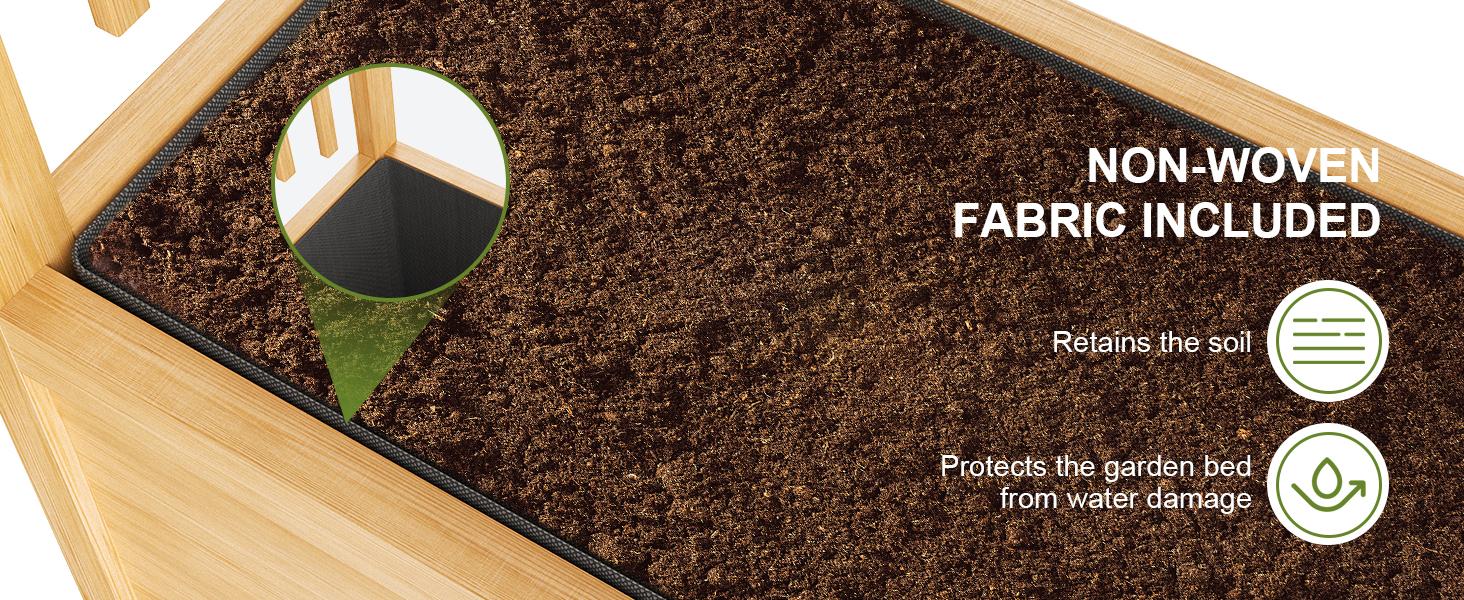 Lilypelle 63" Raised Garden Bed, Wooden Planter Box w/Hanging Roof & Drainage Holes, Indoor Outdoor Elevated Planter for Vine, Climbing Plants, Flower