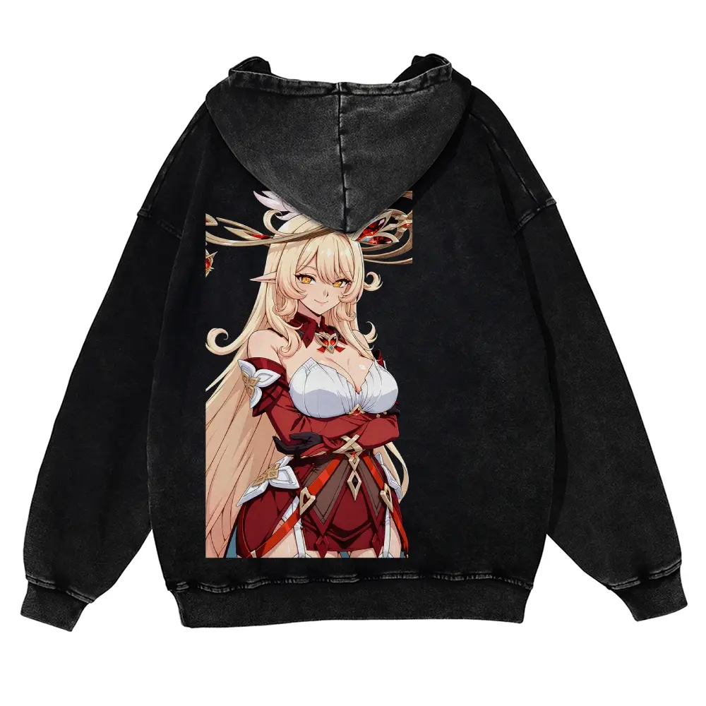 Unisex Alice from Hexenzirkel, a blonde elf anime queen Graphic Washed hoodie Personalized Pattern Y2k Clothing Round Neck Washed hoodie,Women's Clothing 100% Cotton, Menswear, Top, Vintage Style,Summer Casual Oversized