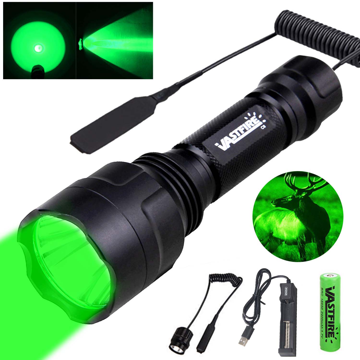 VASTFIRE Ultra Bright Adjustable Tactical Flashlight - High-Power Rechargeable Aluminum Alloy, 350yd Long Range, Hands-Free for Camping, Hiking