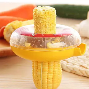 Corn Stripper - Ergonomic Corn Cob Cutter & Peeler Shucker with Hand Protector, Built-in Kernel Catcher, Durable Plastic Kitchen Tool for Safe & Efficient Corn Preparation, Yellow, Corn Remover, Vibrant Kitchenware, Userfriendly Design, Easyclean Material
