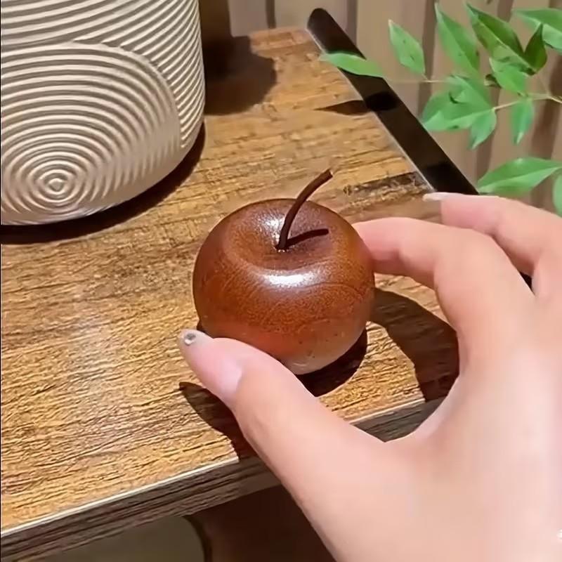 2 Natural Wooden Apple Scent Diffusers, Mini Essential Oil Air Freshener, Home and Car Use, Non-Decorative, Realistic Apple Design